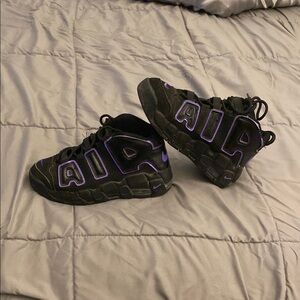 Nike Kids Air Uptempo Black and Purple Shoes